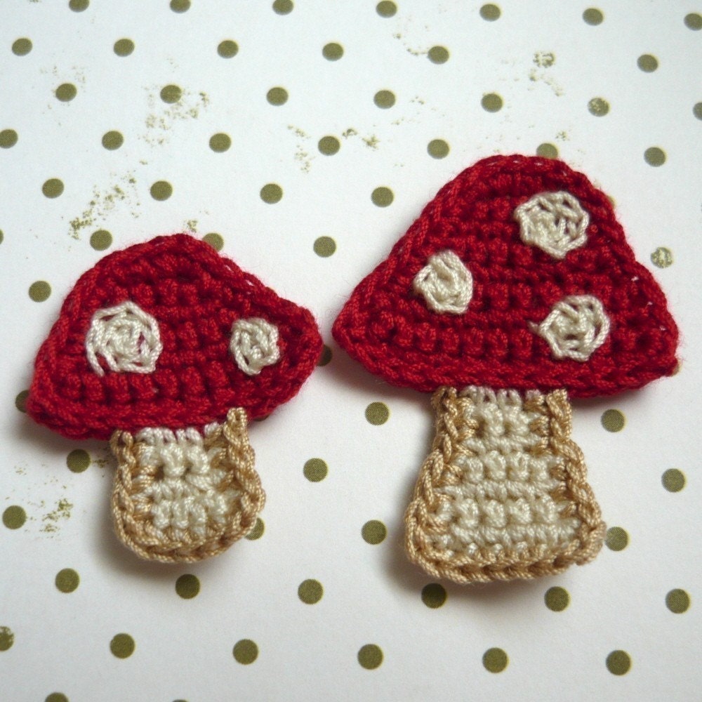 2pcs Mushroom Crochet Appliques Mama Shroom and by appliquefarm