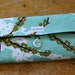 Fabric Wallet Aqua and Green Birds and Blossoms