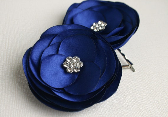 Blue Floral Hair Tie - wide 3