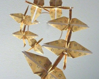 Eco Friendly / Baby Mobile / Origami Crane Mobile / Children Decor / Art Mobile / Folk Art Baby Nursery Yellow Star