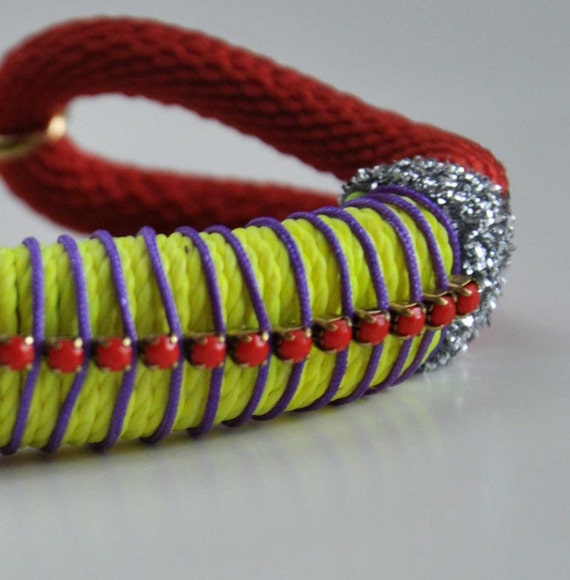 Neon orange rope bracelet