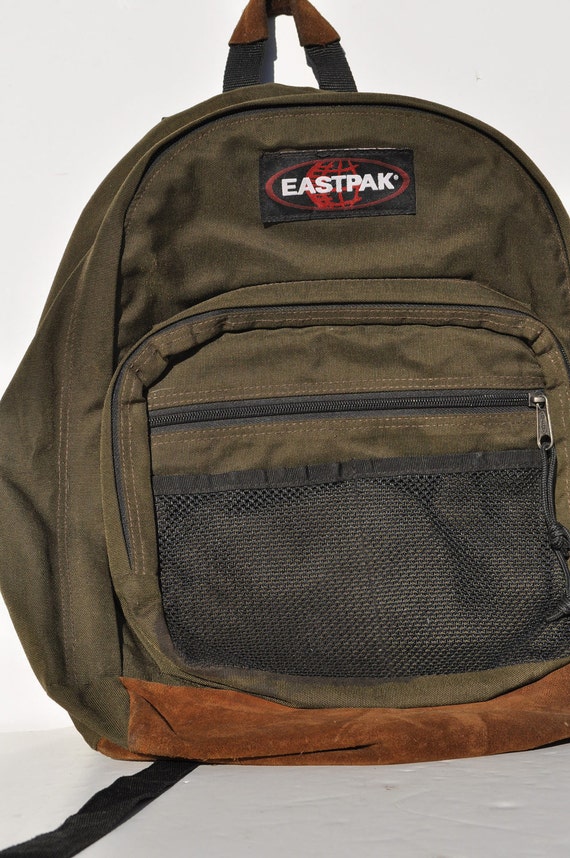 vintage backpack with leather bottom EASTPAK carry on daypack