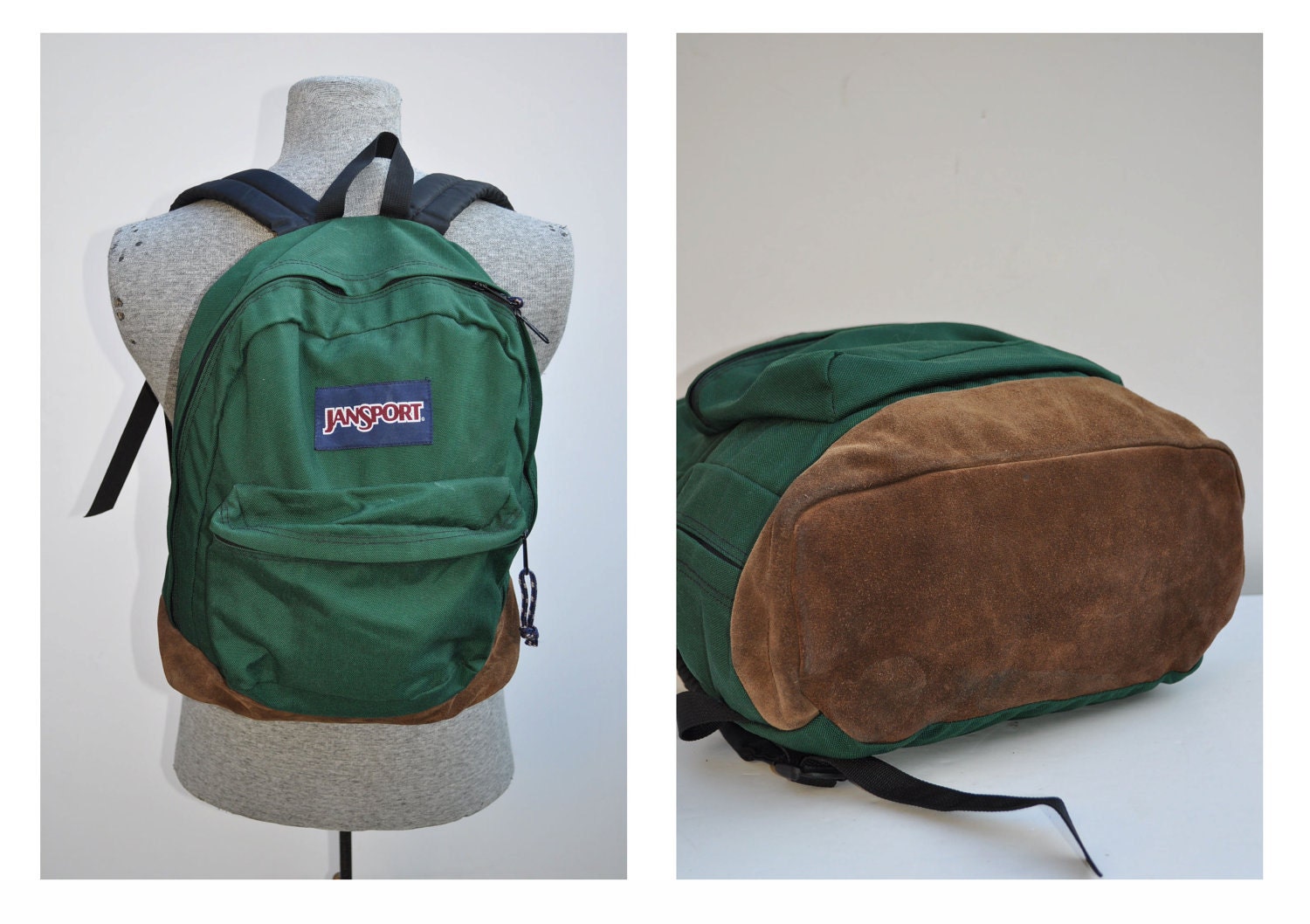 vintage backpack with leather bottom JANSPORT carry on by andyhaul