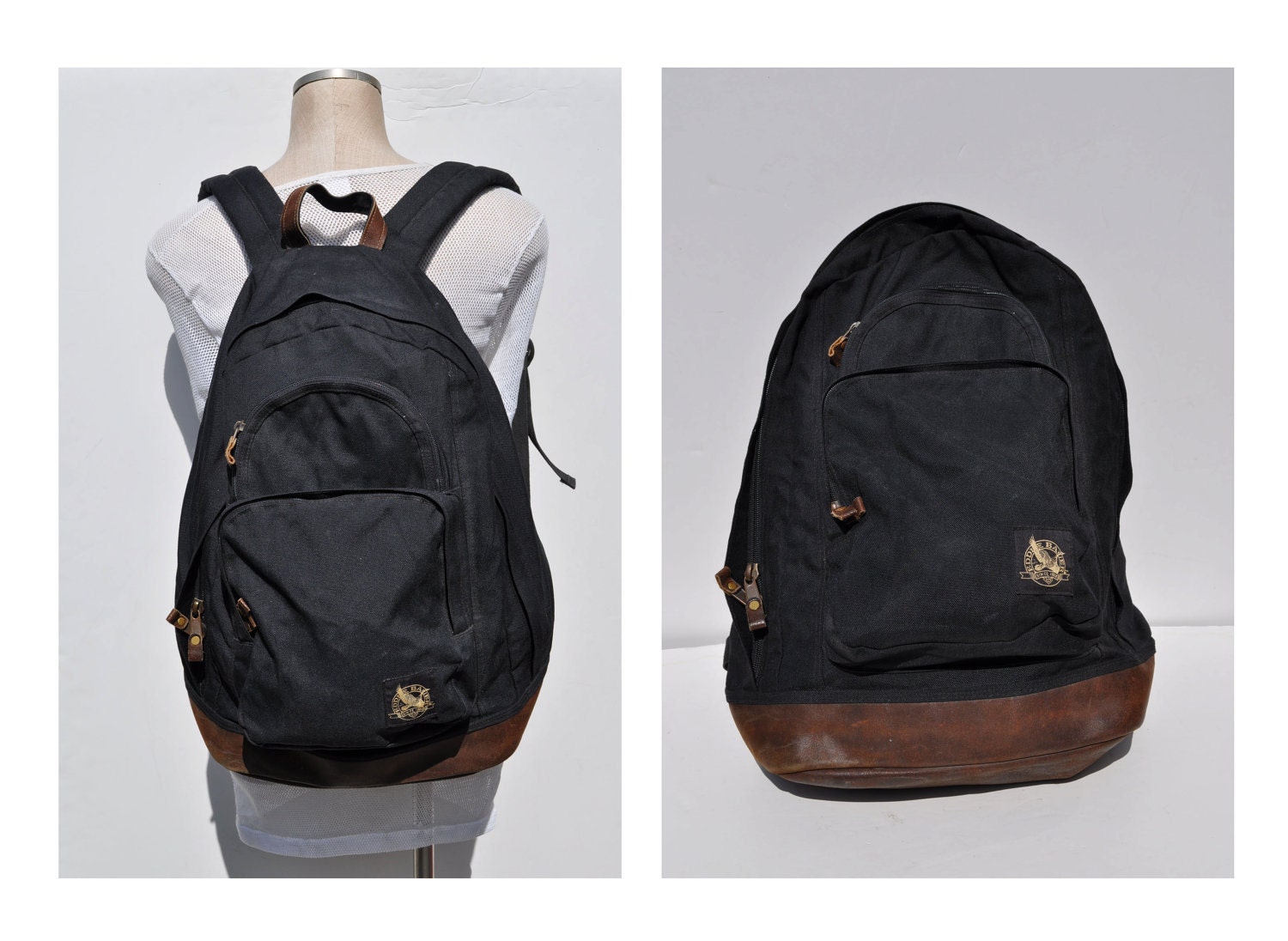 vintage backpack with leather bottom EDDIE BAUER carry on