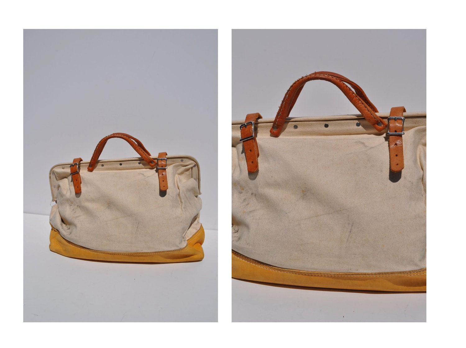 vintage tool bag canvas and leather tool bag tote by andyhaul