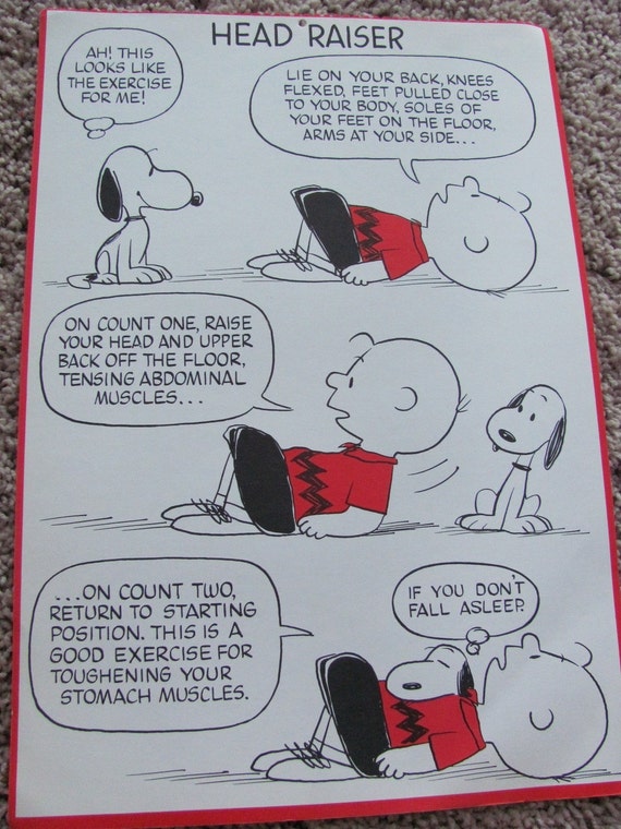 Vintage Peanuts Exercise Poster Head Raiser 10 x 15