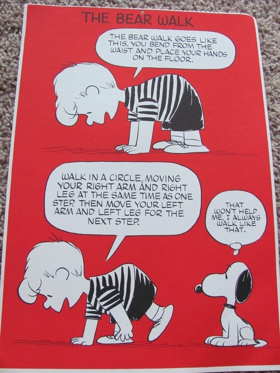 Poster Vintage Peanuts Exercise Poster 10 x 15 The Bear Walk