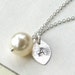 Simple Pearl - Sterling Silver Necklace - CUSTOMIZE INITIAL Hand Stamped