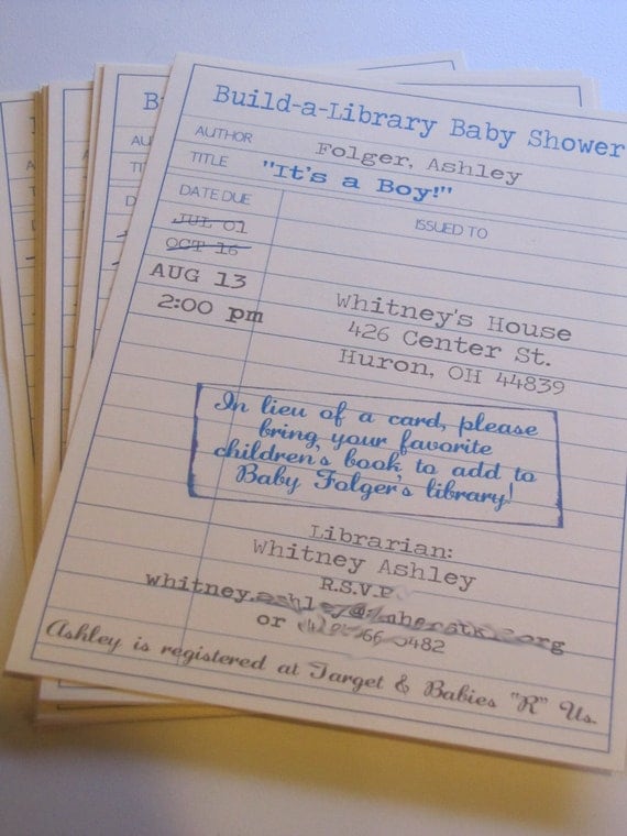 Build A Library Baby Shower Invitations 9