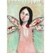 Original painting tattoo girl whimsical mixed media folk art A5 canvas board - Handle with care