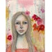 whimsical art folk art painting girl and flowers painting mixed media painting on 8x6 inch cradled wood panel - A Love Of Nature