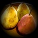 Primitive Folk Art Red,Yellow And Green Pear Ornies Set Of 3