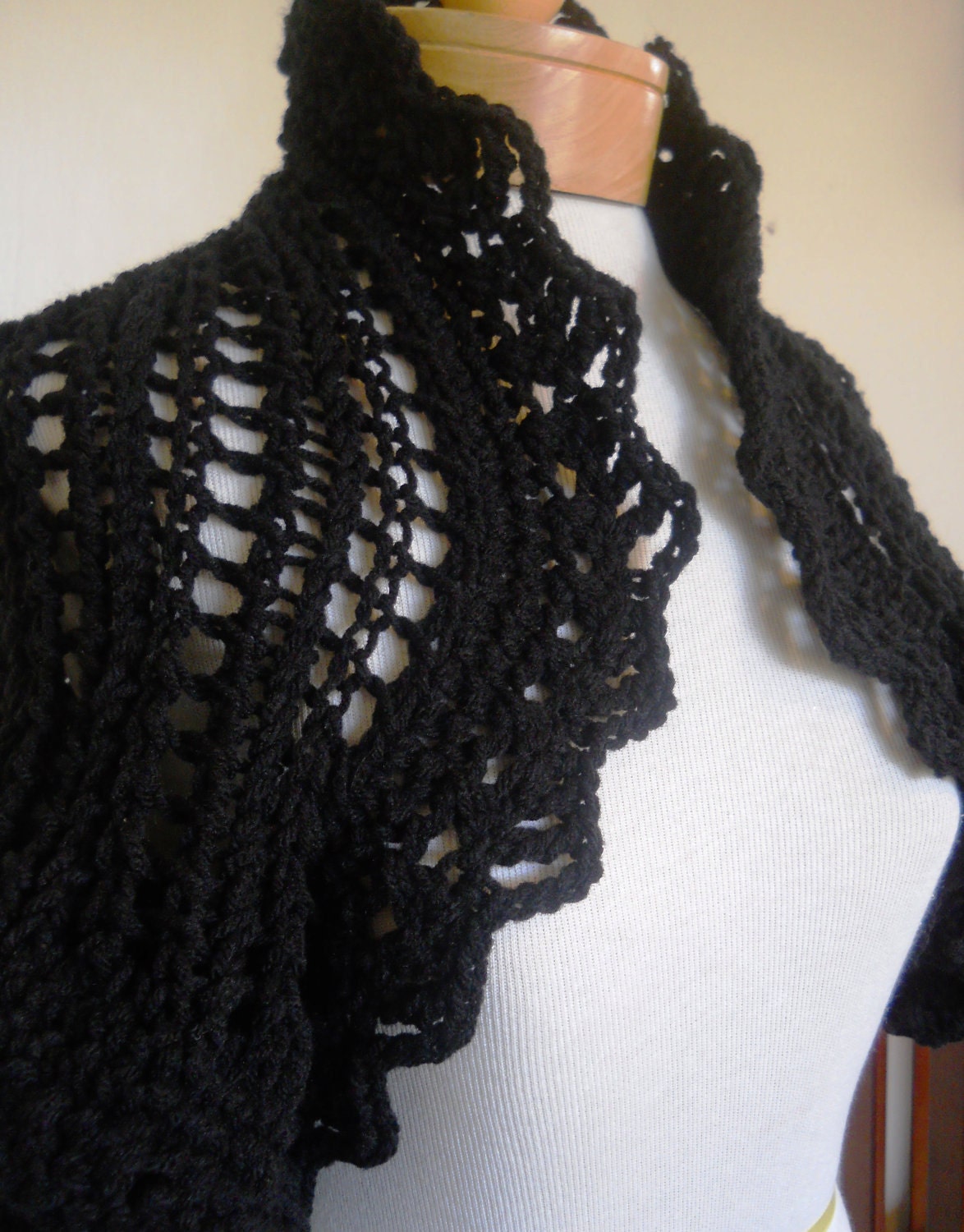 Black lacy knit shrug