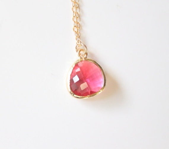 Rose Glass Water Gem Necklace by StarfishAndTheSea on Etsy