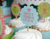 Gingerbread Christmas Cookies Printable Cupcake Circles and Wrappers - DIY Il_170x135