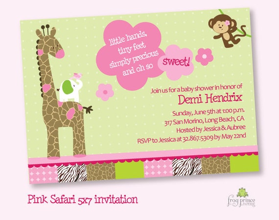 Pink Jungle Safari Baby Shower Invitation DIY Custom Printable