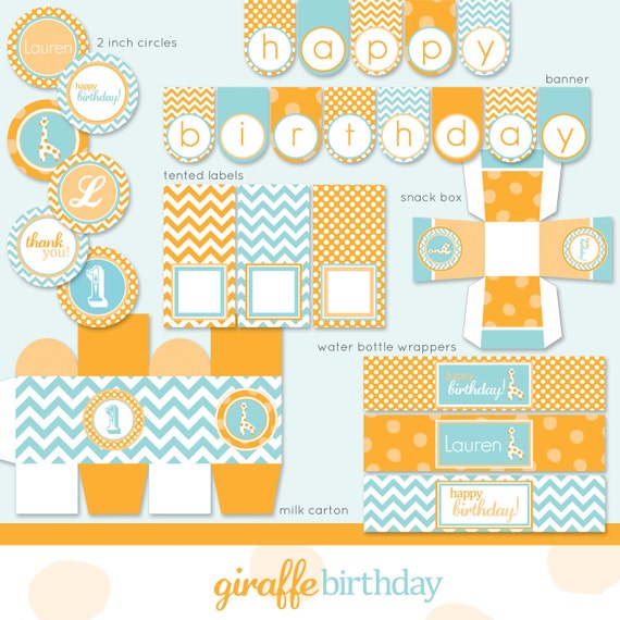 Giraffe Chevron Baby Shower or Birthday - DIY Il_570xn