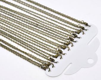 12pcs 18 Inch Antique Brass Necklace Chain - Necklace Wholesale Lot - 3mm x 2mm - Brass Necklace Findings - Bulk Necklace Chain Supplies A11