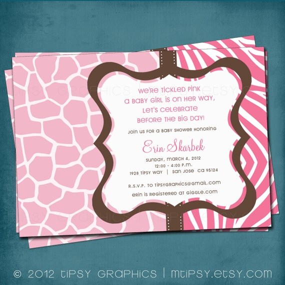 Safari. Modern Animal Print Baby Shower or Party Invite by Tipsy Graphics. Any colors and text. Il_570xn