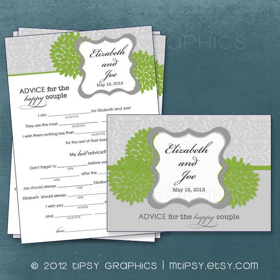 Dahlia Lace. MAD LIB MadLib Advice & Well Wishes for the Expectant / Happy Couple Printable Cards, any Colors. By Tipsy Graphics Il_570xn