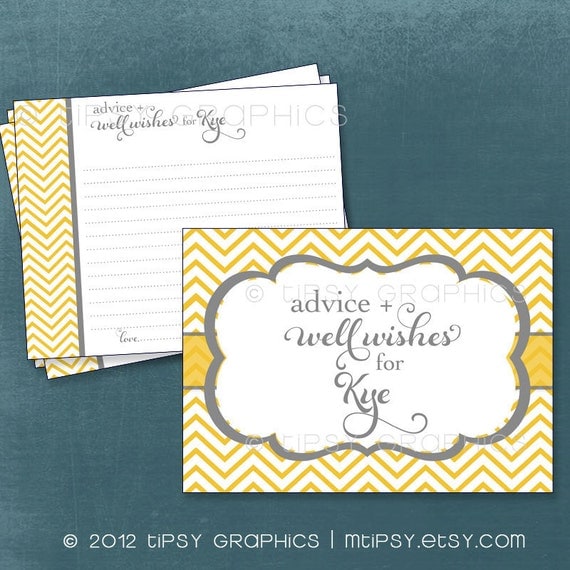 Fancy Chevron Advice & Well Wishes. Printable Cards. Any colors by Tipsy Graphics. Great for Recipe cards too Il_570xn