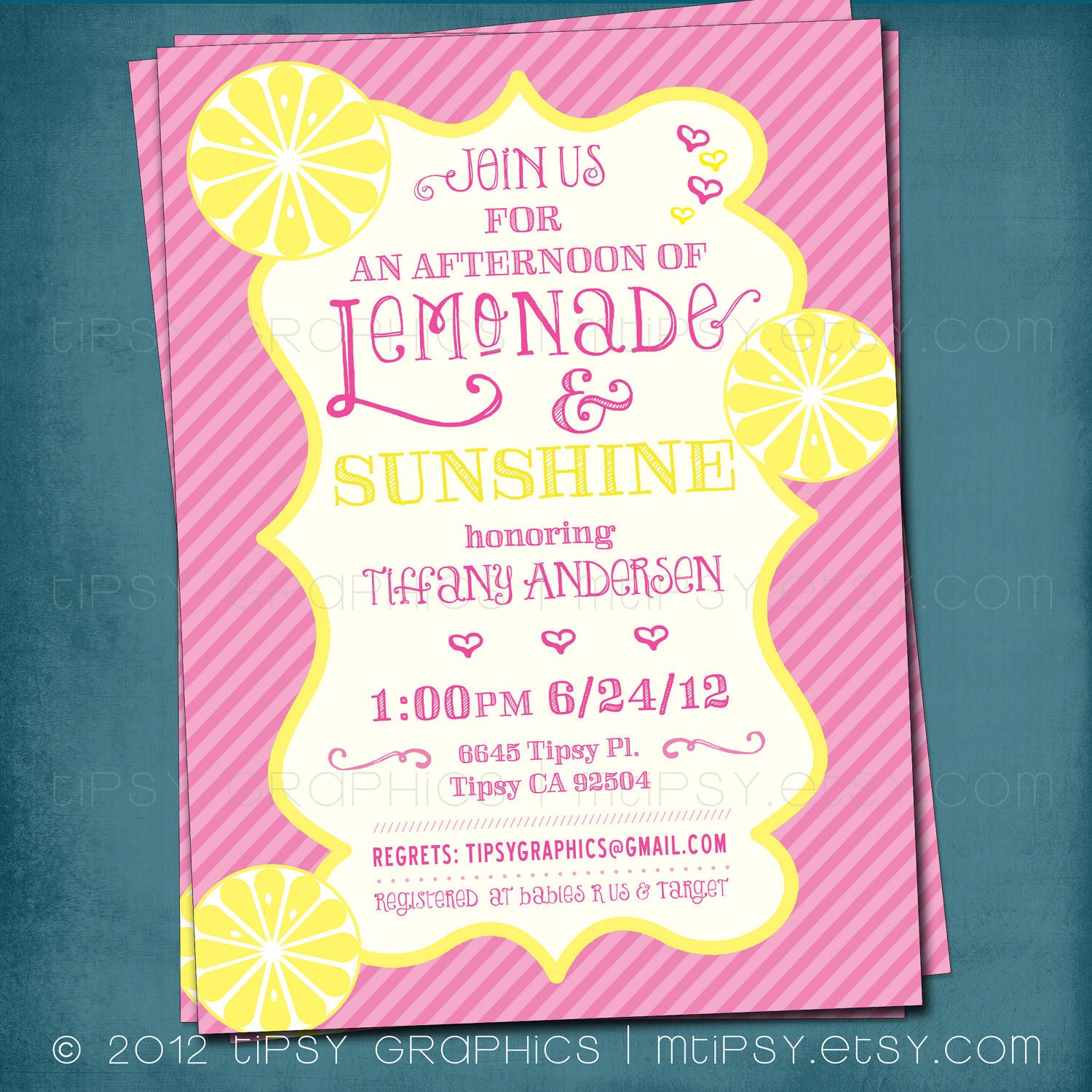 Pink And Yellow Baby Shower Invitations 9