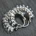 Handmade wire wrapped hoop earrings, crystal quartz, oxidized sterling silver, beaded hoops, Mimi Michele Jewelry