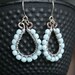 Handmade beaded earrings, light aqua blue, Czech glass copper earrings, sterling silver, mixed metal, wire wrapped