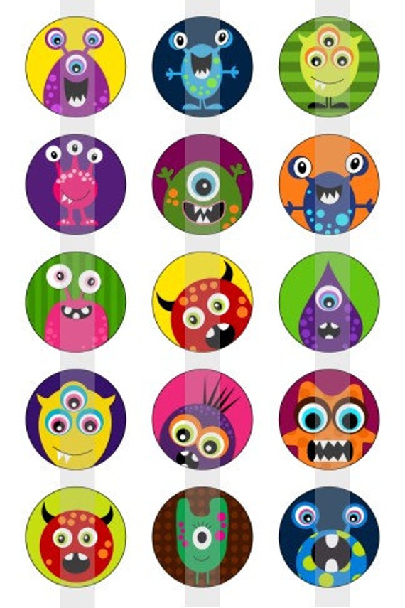 Monsters 1 one 4x6 inch digital sheet of 1 round
