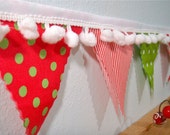 Whimsical Christmas Bunting pom pom's holiday decoration, photo prop Il_170x135