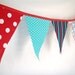 Circus Bunting Red, Turquoise, White and Blue Fabric Medium size for Nursery, Playroom, Birthday Party LAST ONE