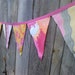 Fabric Bunting Flags Pink, Orange, Marigold Yellow, Pale Grey