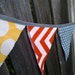 Fabric Bunting Flags Yellow Red and Grey Chevron and Giant Polka Dots - LAST ONE