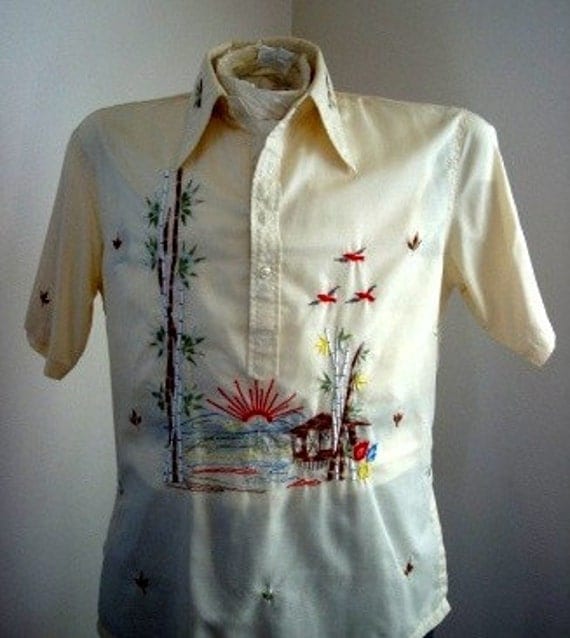 Retro Embroidered Filipino Dress Shirt