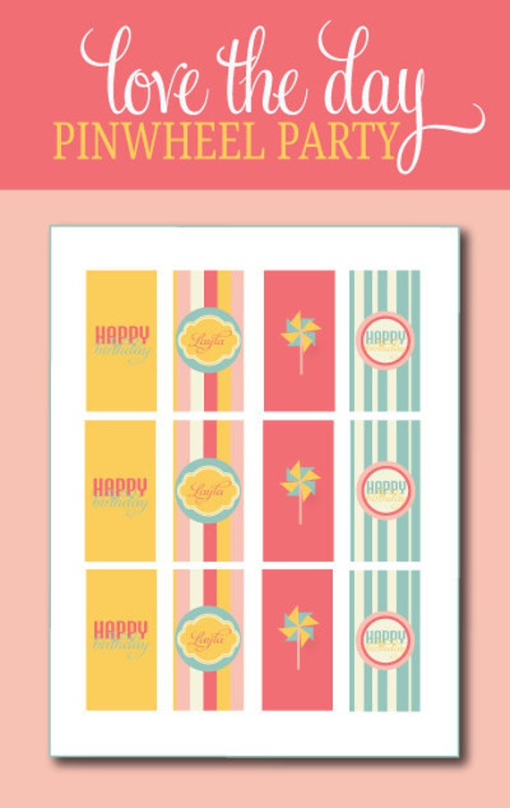 Pinwheel Party PRINTABLE Mini Candy Bar Wrappers INSTANT