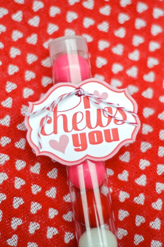 Valentine Printable 'I Chews You' Valentine Tags (INSTANT DOWNLOAD) by Love The Day Il_570xn