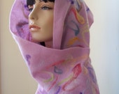 Pastel needle felted wool scarf