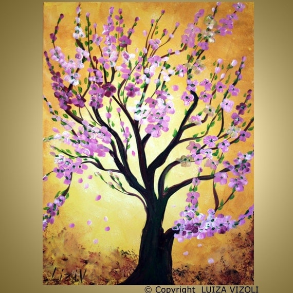 Items similar to Custom CHERRY BLOSSOM Original Oil Tree Flowers ...