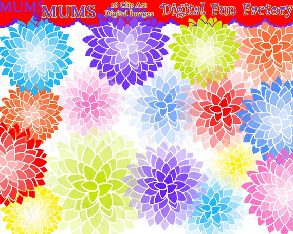 Items similar to Flower Clip Art: "Mums Flower Clip Art" Floral Clipart