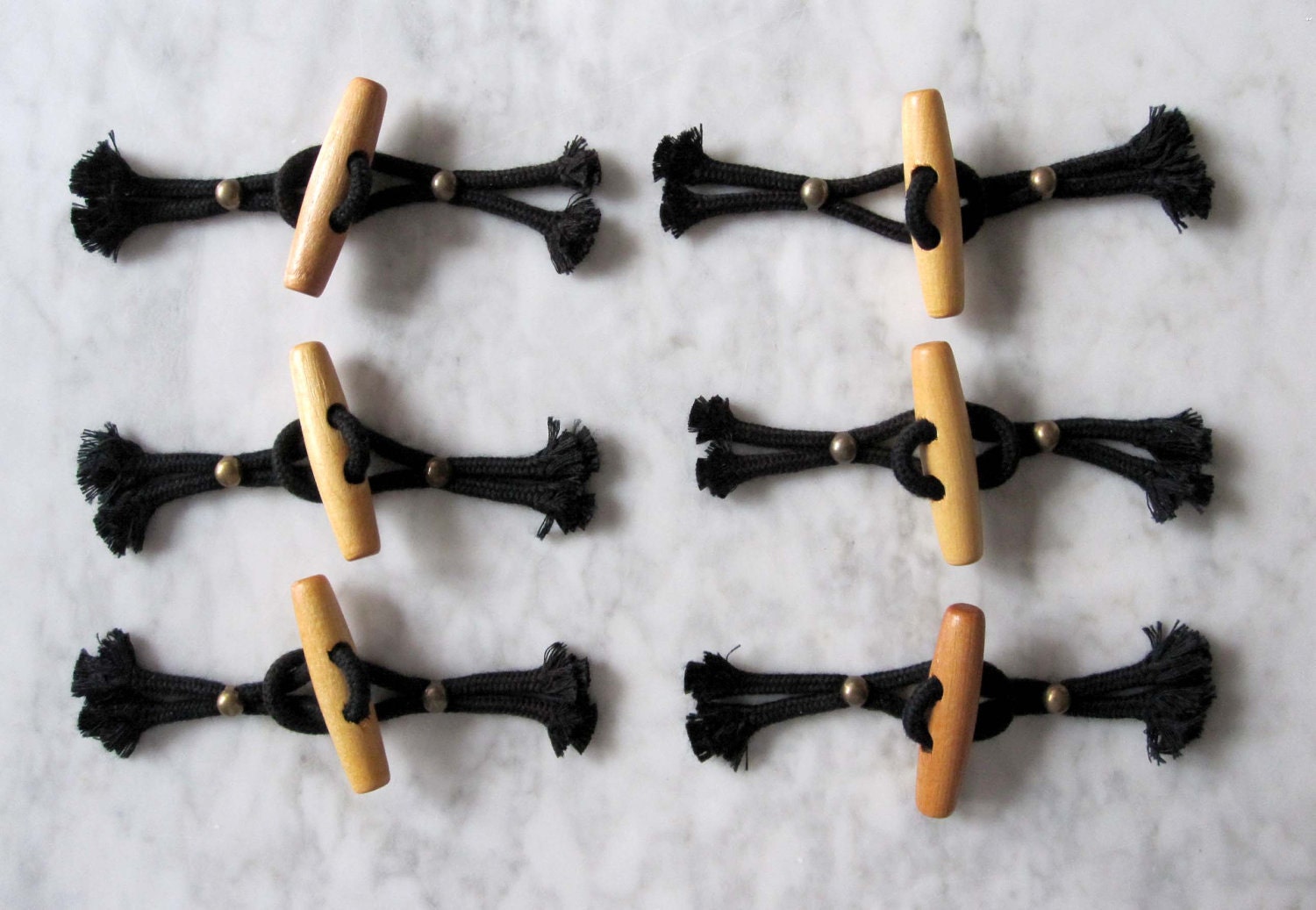 Reserved for Rick 6 Vintage Wooden Toggle Buttons with Blk