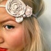FREE SHIPPING - Forever Summer Collection - Sand Castles Stretch Headband - Rolled Taupe, Beige and Pearl Stretch Elastic Headband