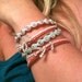 Set of Two Silver and Rhinestone Wrapped Bracelets with Button Closure Sparkly Sweet Glam Boho Chic Hippie Hipster Many Colors Free Shipping