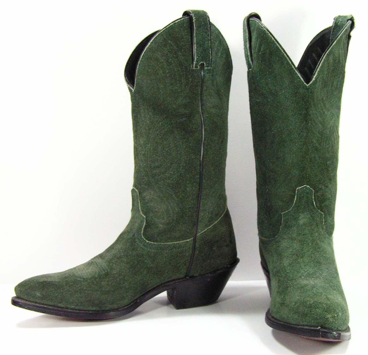 cowboy boots womens 6.5 B M green leather suede western