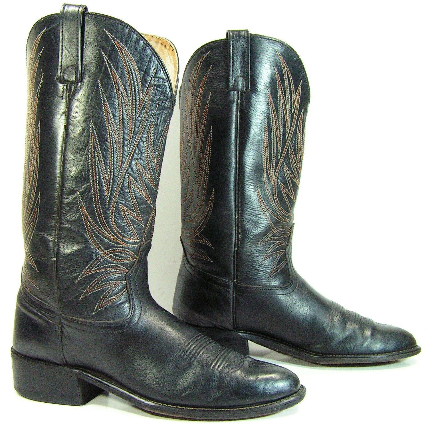 acme cowboy boots mens 9.5 D black western leather vintage