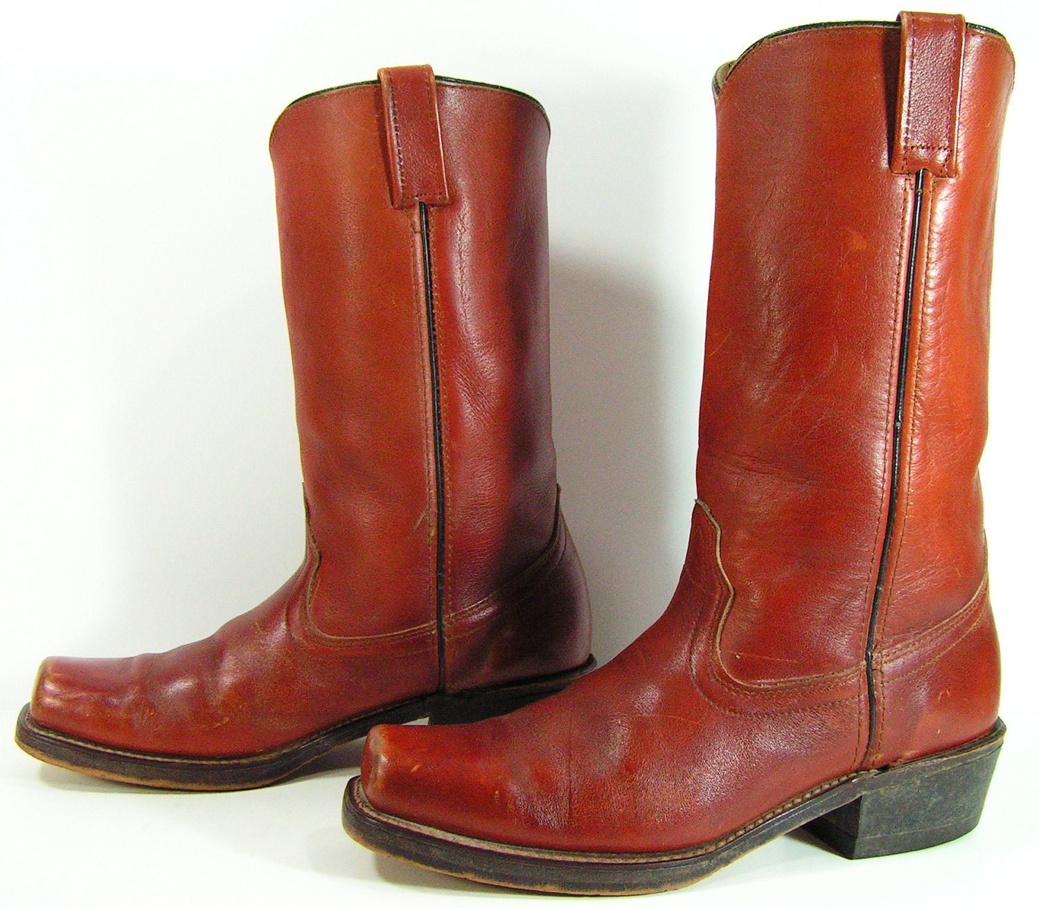 vintage square toe cowboy boots mens 9 D by vintagecowboyboots