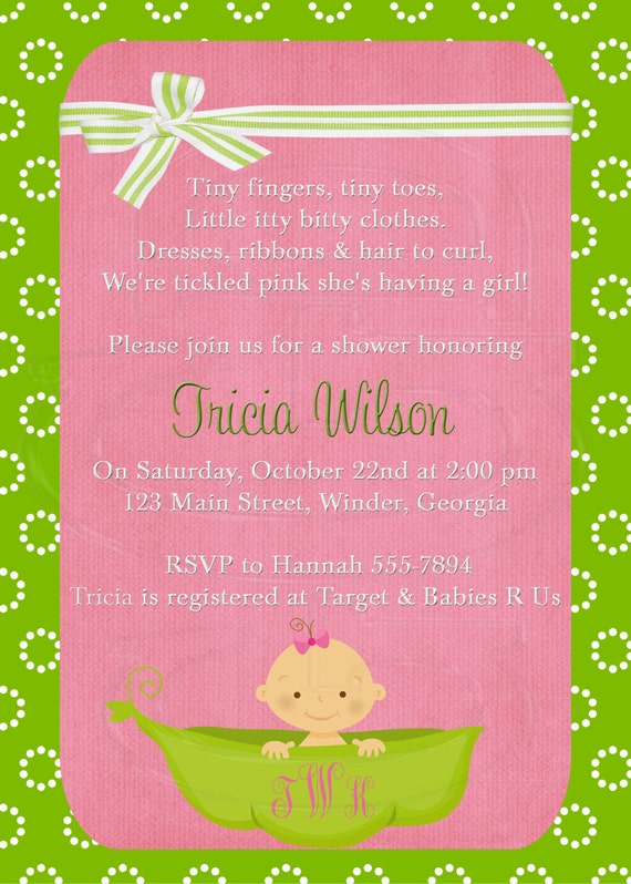 Baby Shower Invitation or Baby Sprinkle for 2nd or 3rd child