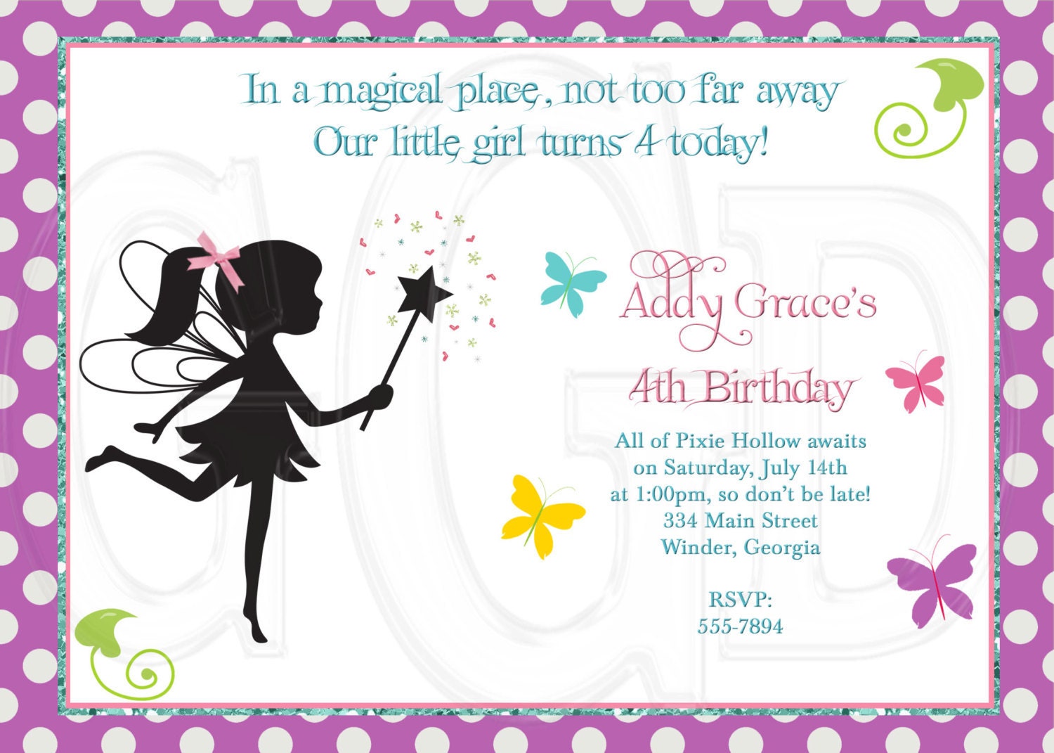 Fairy Invitation Pixie invite Digital File Printable