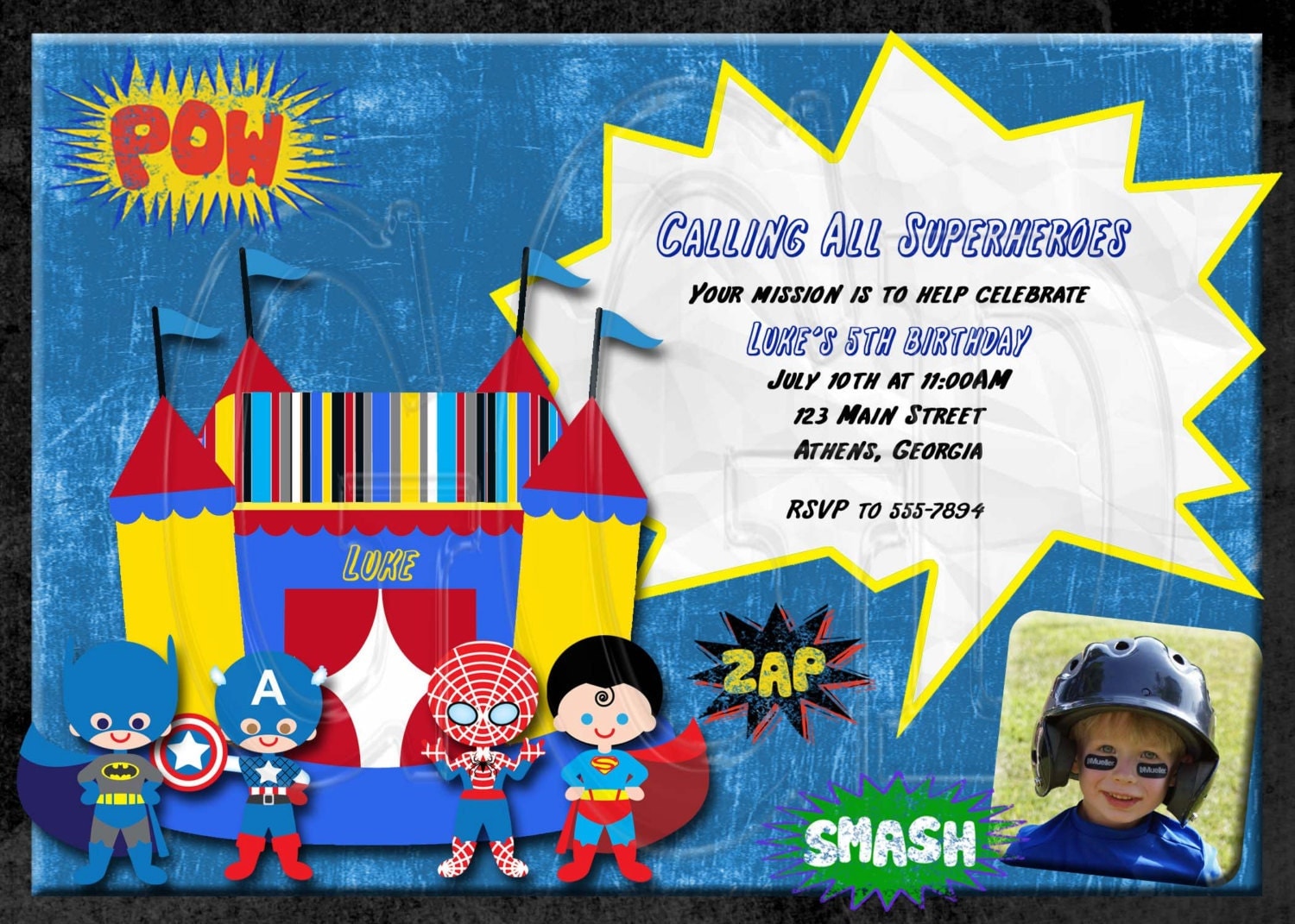 super hero invitation superhero bounce