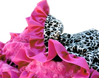 Minky Baby Blanket Hot Pink Leopard (Security Size)