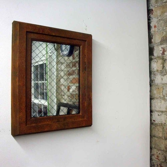 Rust Frame & Mirror on Security Glass